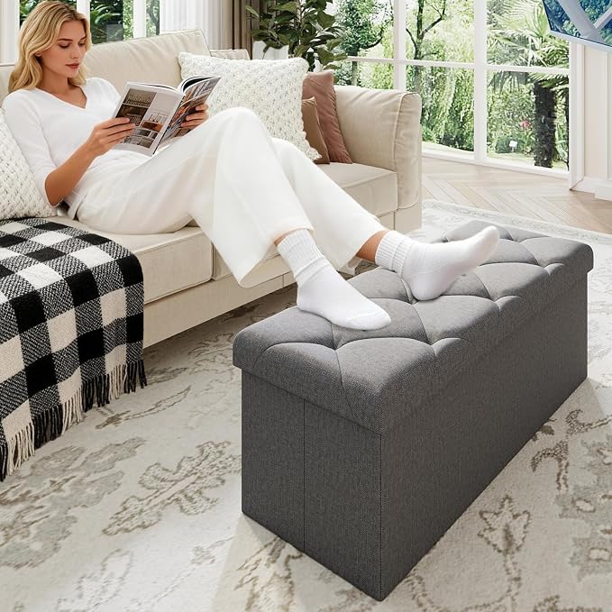 43 Inches Folding Storage Ottoman Bench - Image 2