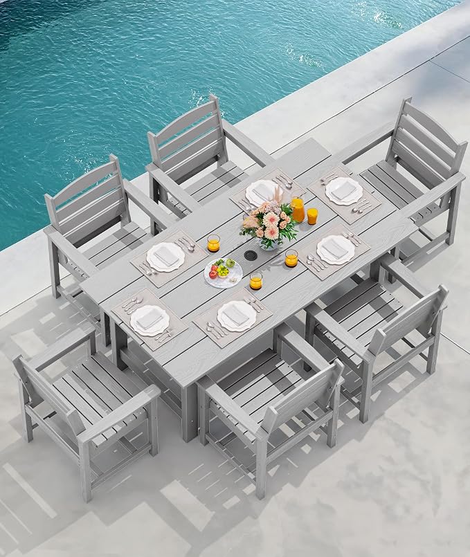 SERWALL Patio Dining Table and Bench Set - Image 9