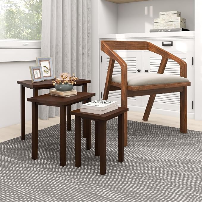 Giantex Nesting Tables Set of 3, Farmhouse Stacking Side Table - Image 9