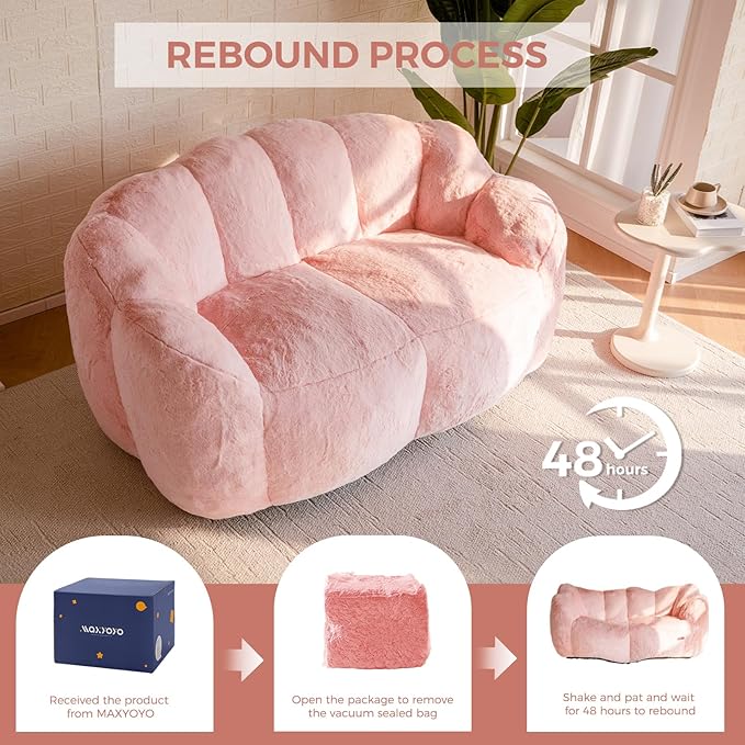 MAXYOYO Bean Bag Chair for Adults, Loveseat Floral Shaped Bean Bag Sofa - Image 6