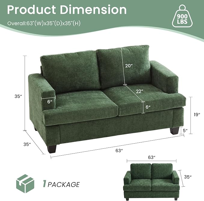 YOUDENOVA Sofa, 3 Piece Set Comfy Sofa, Loveseat & 2 3-Seater Couch - Image 3