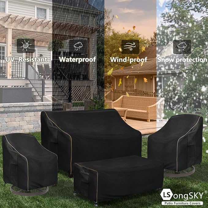 Outdoor Swivel Rocker Chair Cover 2 Pack, Patio Swivel Chair Covers - Image 9