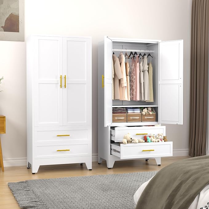 erosoei Metal Armoire Wardrobe Closet, 71 "Metal Clothing Storage Cabinet - Image 7