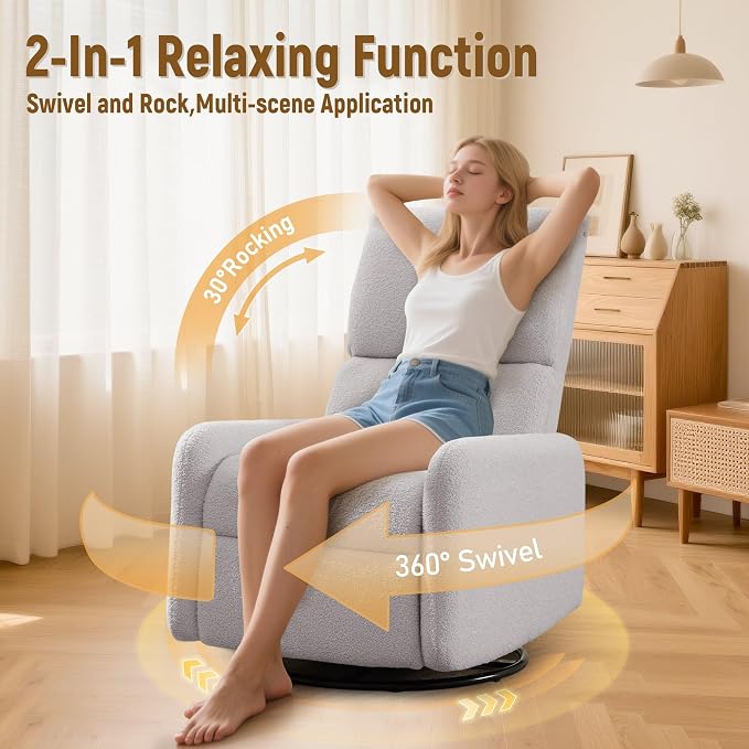 Korser 360° Rocking Chair, Nursery Rocker Chair - Image 3