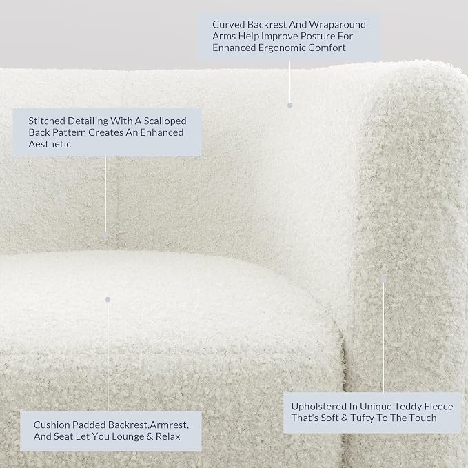 BELLEZE Accent Barrel Chair Set of 2, Linen Round Chair Club Tub Sofa Corner - Image 5