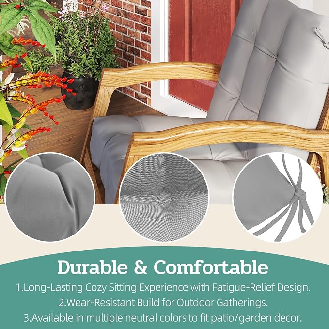 Outdoor Chair Cushion, High Back Soft Seat Pad - Image 6