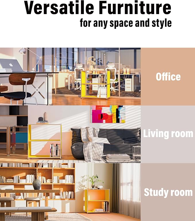 32-Inch 2-Tier Metal Bookcase, Open Shelf Storage Organizer - Image 6