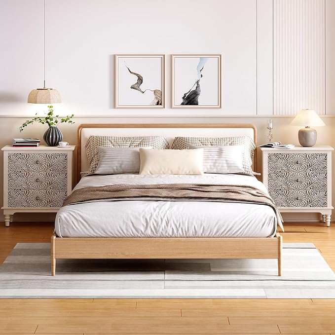 SUNBURY Nightstand w 3 Drawers, End Table Living Room Small Side Table - Image 7