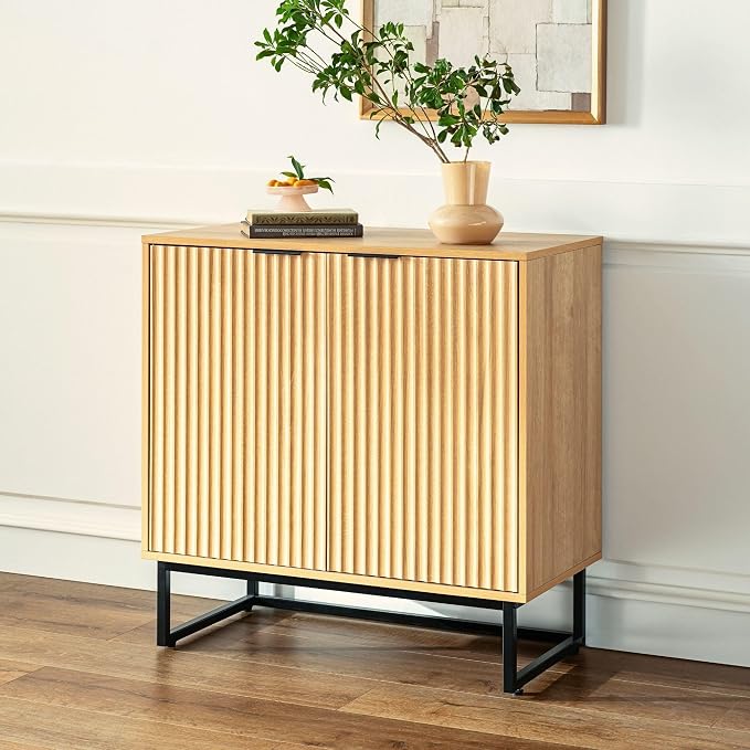 EYYTHUNG Fluted Cabinet with Storage, Sideboard Buffet Cabinet with Adjustable - Image 2