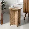 JONATHAN Y Javier Solid Travertine Marble End Table, 14-inch Round Modern by JONATHANY