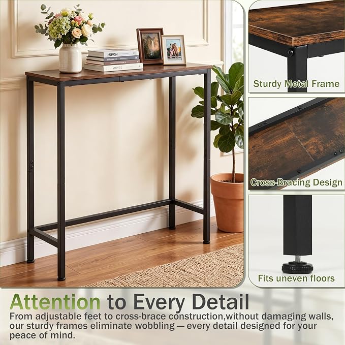 Sturdy Console Table with 98 lb Capacity, Stable Wobble-Free Design - Image 5