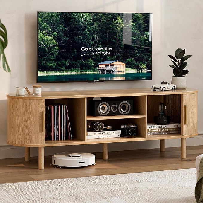ZttRiee TV Stand for TVs up to 60 Inch, Entertainment Center - Image 2