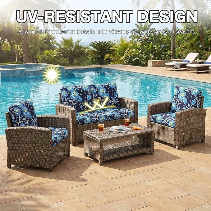 hyha 14Pcs Patio Cushion Covers, Stretch Outdoor Couch Cushion Covers, Washable - Image 6