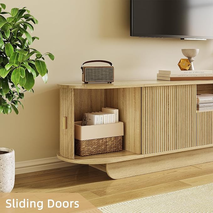 86.61'' Tambour TV Stand for 55-85 Inch, Modern Entertainment Center - Image 4