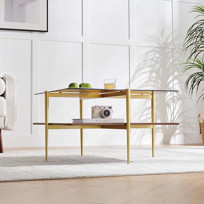 LumFurn Square Coffee Table, Mid-Century Modern Design, L30 x W30 x H17 Inch - Image 4