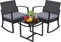 Greesum 3 Pieces Outdoor Furniture Set Patio Bistro Rocking Chairs by BuynowfromGreesum