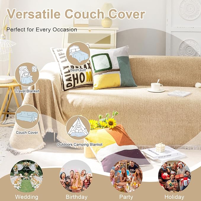 VClife Boho Chic Couch Cover, Soft Chenille Couch Covers - Image 4