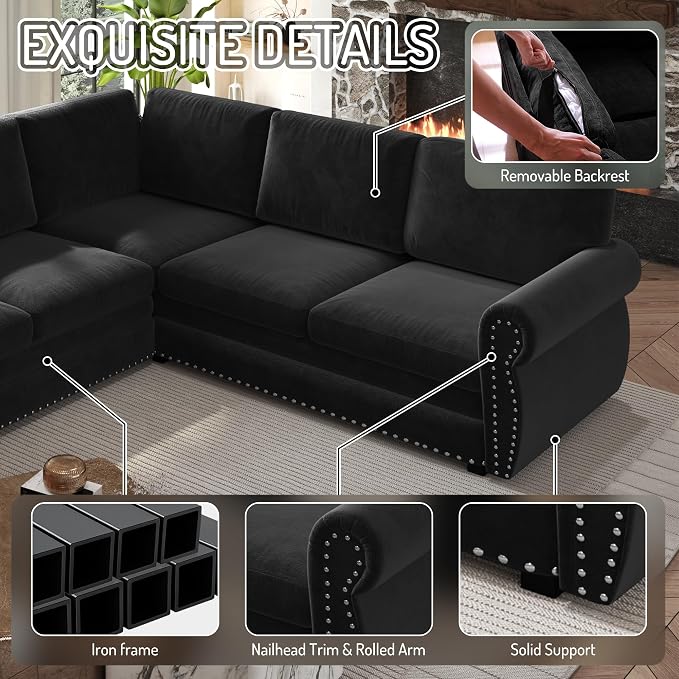 118" L-Shaped Sleeper Couch Bed - Image 4