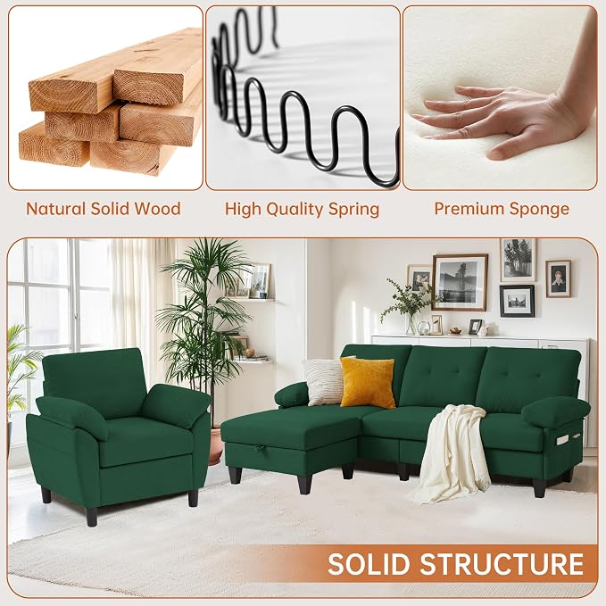 2 Piece Sectional Sofa Set, 3 Seat L Shaped Couches - Image 3