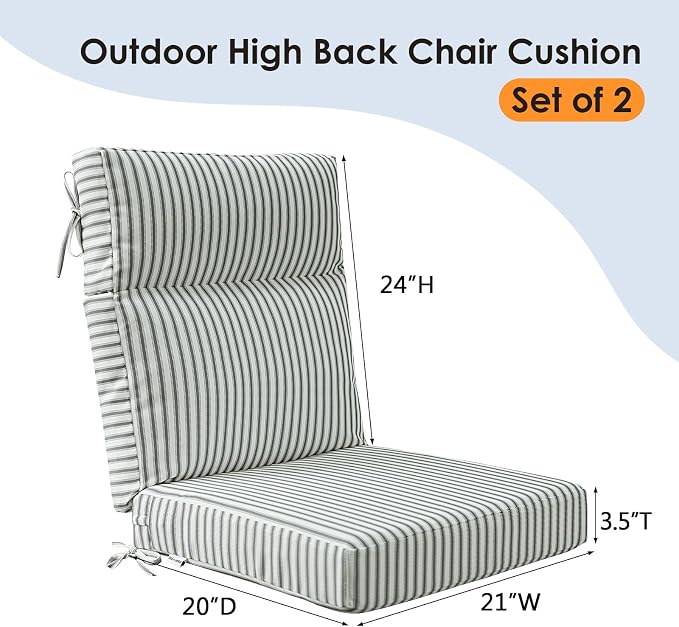 Unimatta Outdoor High Back Chair Cushion Seat Pads, 44 x 21 Inch - Image 5