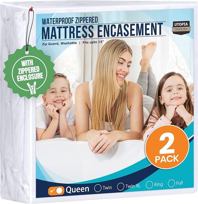 Utopia Bedding Mattress Protector Zippered Queen Size, 100% Waterproof Bed Bug by UTOPIABEDDING