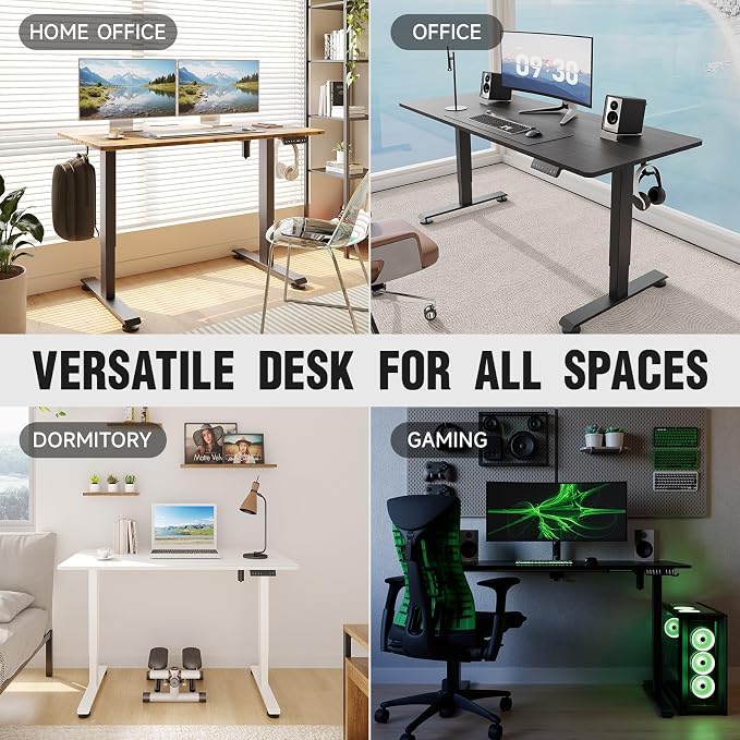 Veken 63 Inch Electric Standing Desk, Height Adjustable Sit Stand Up, Wood - Image 8