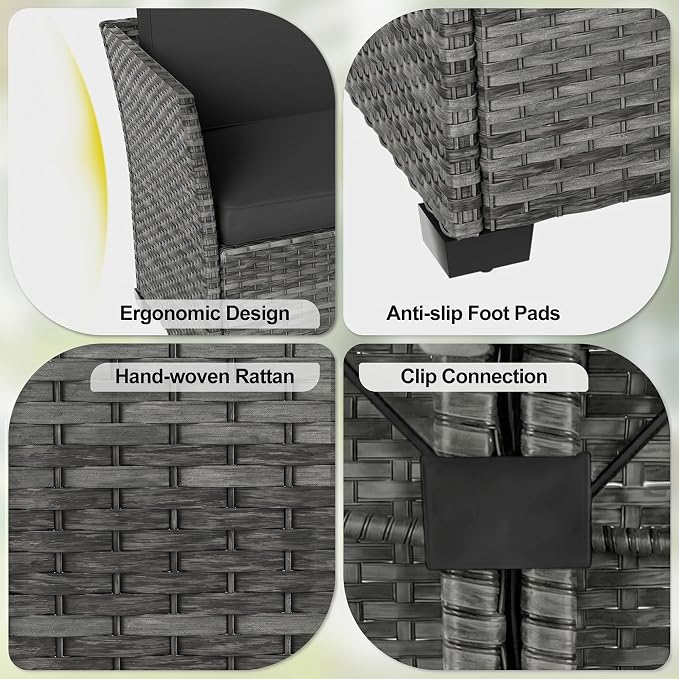 LOUVIXA 7 Pieces Patio Furniture Set, Outdoor Patio Furniture, Wicker - Image 7