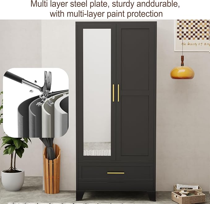 erosoei 71" H Metal Armoire Wardrobe Closet - Image 4