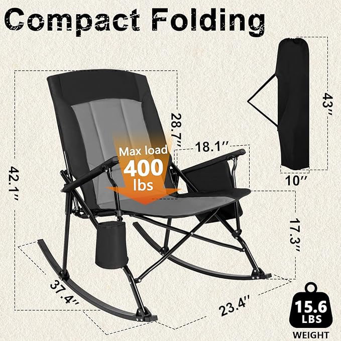 Romswi 2 Pack High Back Portable Rocking Chair - Image 3