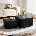 Black Nesting Tables for Living Room, Square Nesting Coffee Table Farmhouse by Vulacko