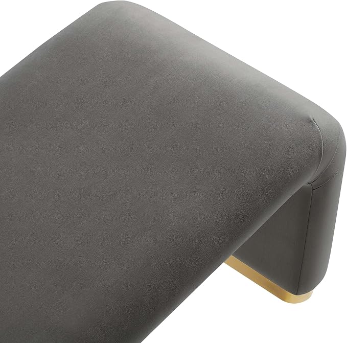 Modway EEI-6734-BRA-STG Koda Performance Velvet Waterfall Long Bench, Brass - Image 8