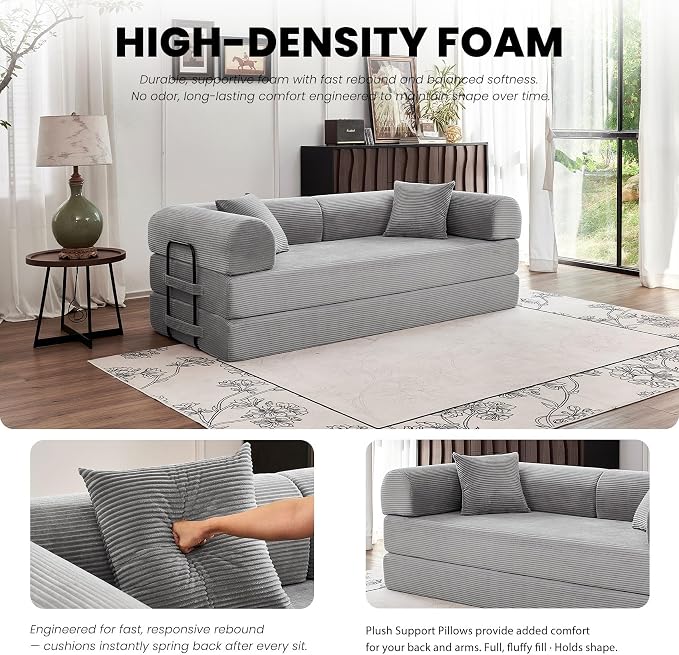 79'' Sleeper Couch Bed, 5 in 1 Convertible Floor Sofa, Folding Modular Couch - Image 4
