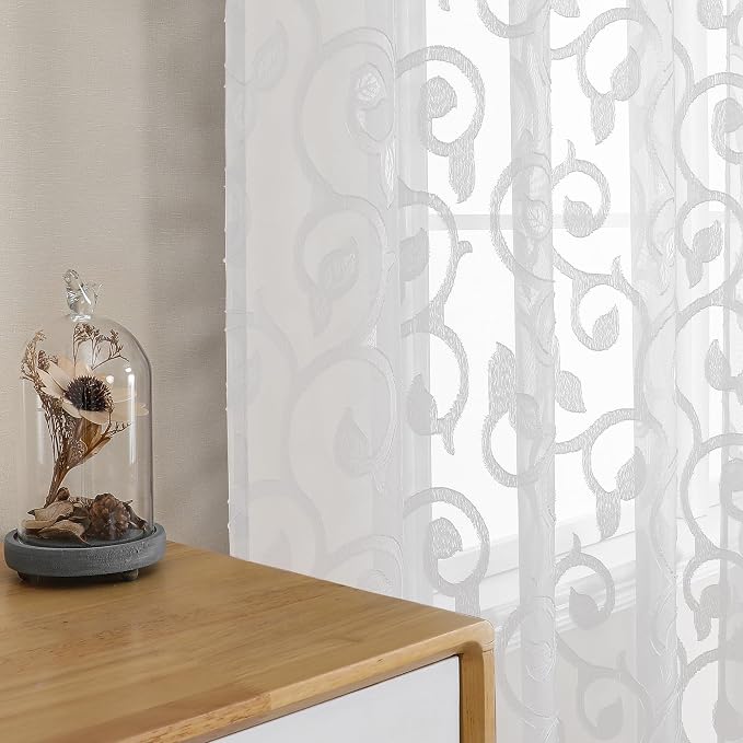 OWENIE Furman Extra Long Sheer White Curtains 96 inches Long - Image 5