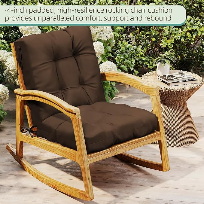 Outdoor Chair Cushions Set of 2, High Back Soft Seat Pad - Image 3
