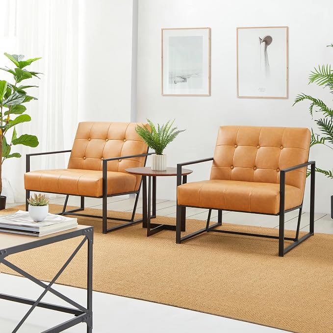 Glitzhome Mid Century Modern Accent Chairs Set of 2, Modern Living Room Chairs - Image 4