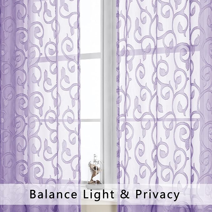 OWENIE Furman Sheer Curtains 63 inch Length - Image 5