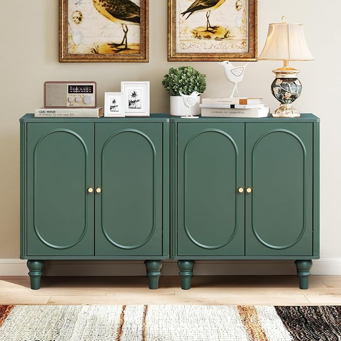ORRD Fluted Storage Cabinet, Modern Credenza Wooden Accent Sideboard Buffet - Image 3