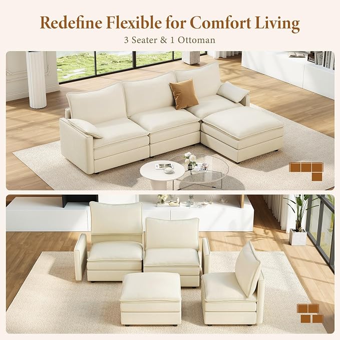 Vesgantti 108" Modular Sectional Sofa, Comfy Cloud Couch - Image 13