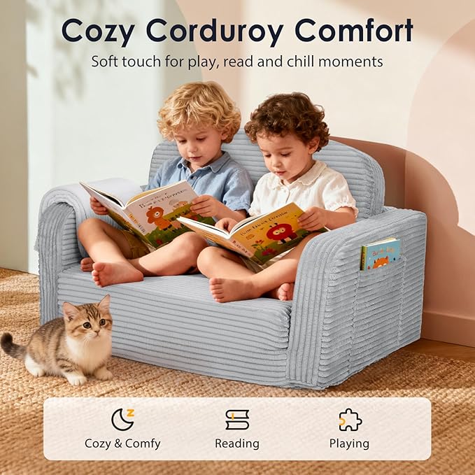 Foryoomi Extra Wide 2 in 1 Convertible Toddler Kids Couch - Image 3