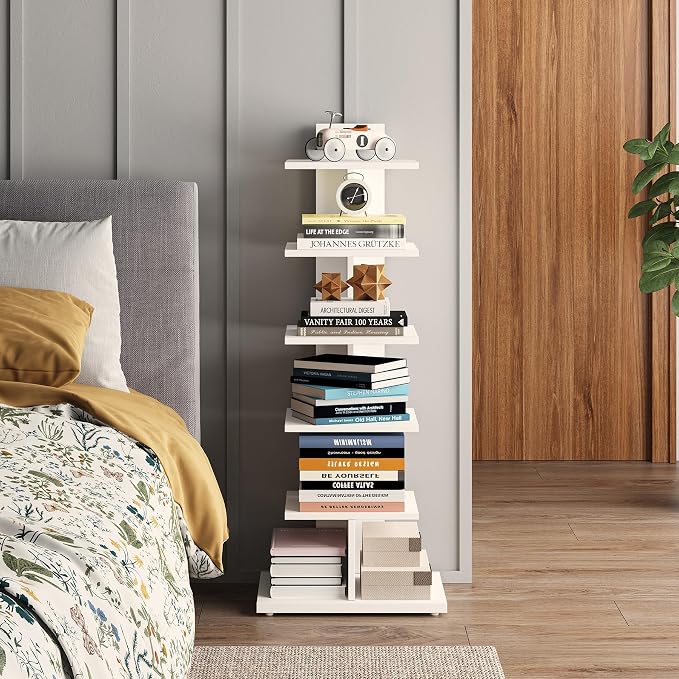 TUTOTAK Narrow Bookshelf, 6-Tier Bookcase, Spine Book Shelf - Image 6