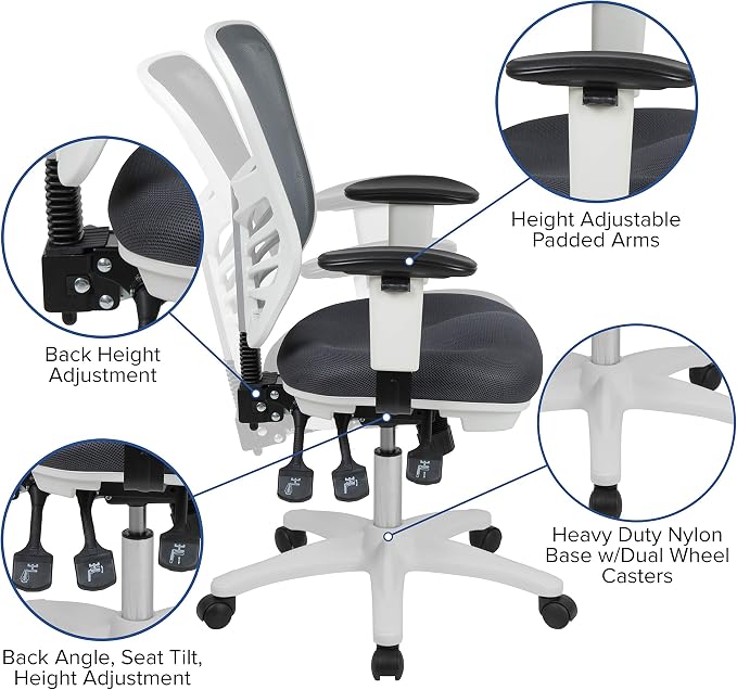Flash Furniture Nicholas Mid-Back Swivel Office and Gaming Chair, Ergonomic - Image 4