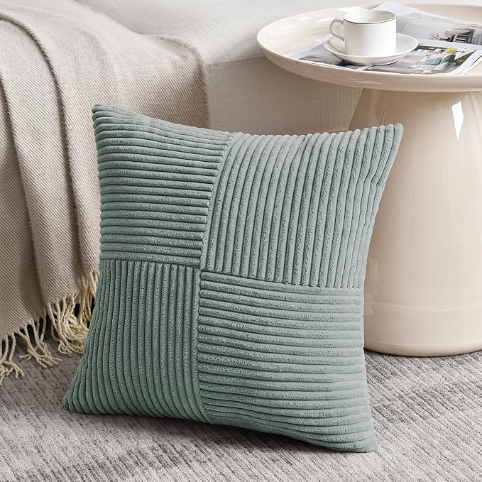 Fancy Homi 2 Packs Grey Blue Decorative Throw Pillow Covers 20x20 Inch - Image 2
