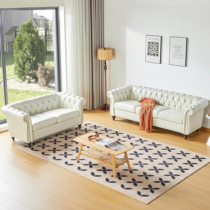 QHITTY 2 Piece Living Room Set, Sectional Chesterfield Sofa Chair Contemporary by QHITTYFurnitureLife