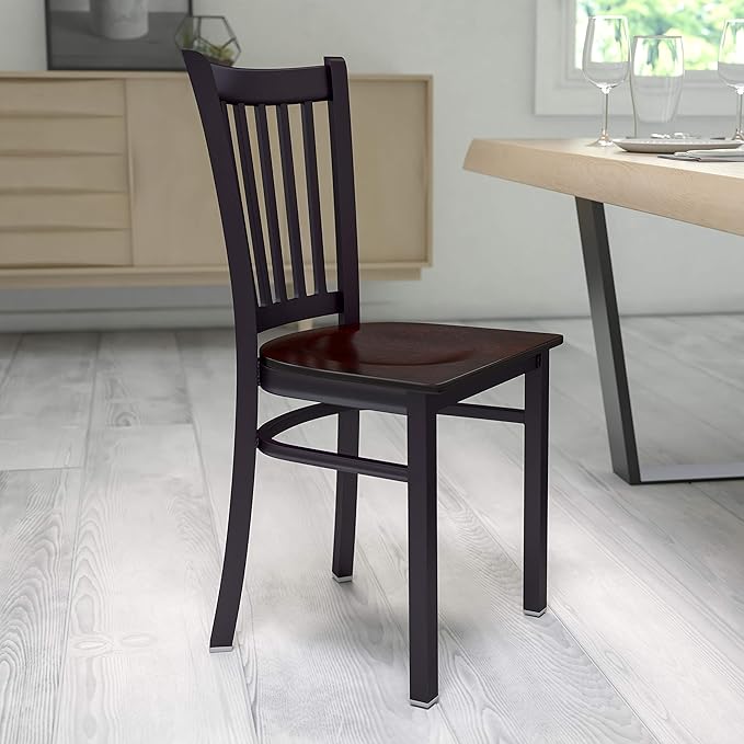 Flash Furniture HERCULES Series Black Vertical Back Metal Restaurant Chair - Image 2