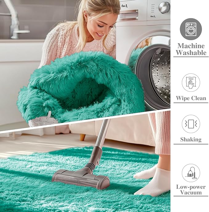 OLANLY Area Rugs for Living Room Bedroom, Machine Washable 4x5.9 ft Soft Fluffy - Image 2