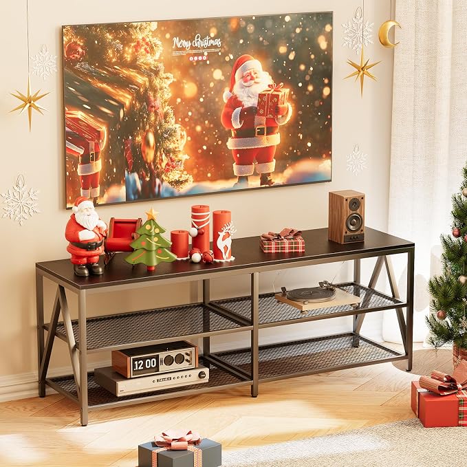 55 inch TV Stand with 3-Tier Open Shelf, Entertainment Center with Power - Image 3