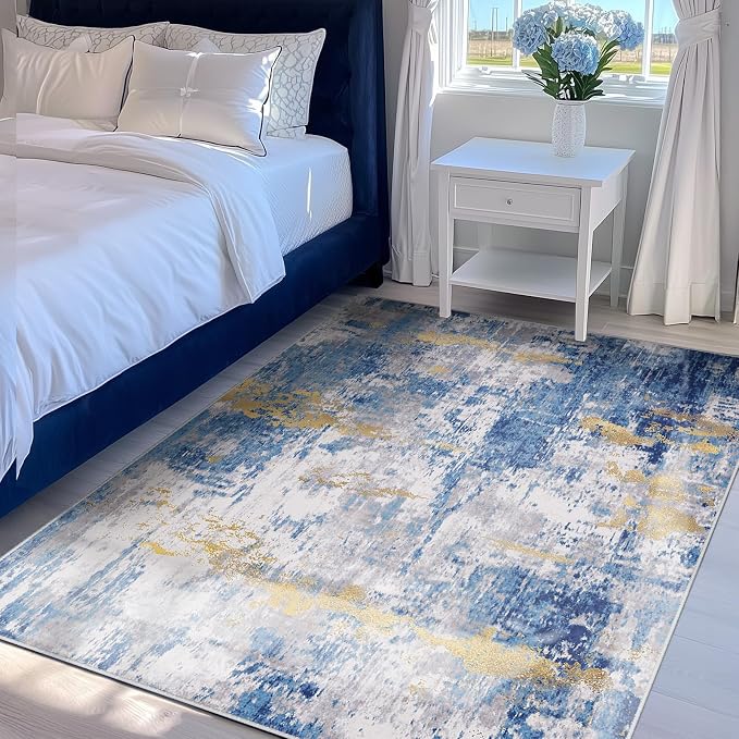 Washable Area Rugs 4'x5' Non-Slip Modern Abstract Soft - Image 3