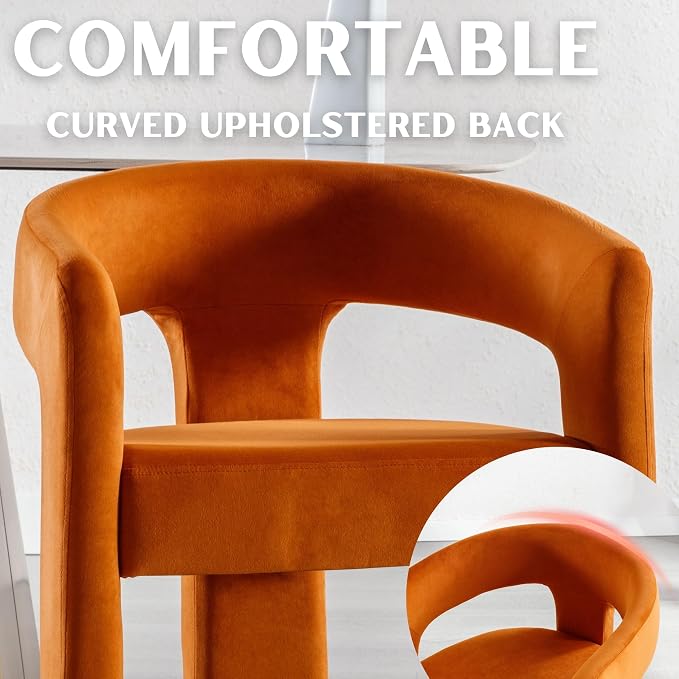 RIVOVA Modern Barrel Dining Chairs Set of 4, Velvet Upholstered Accent Side - Image 4