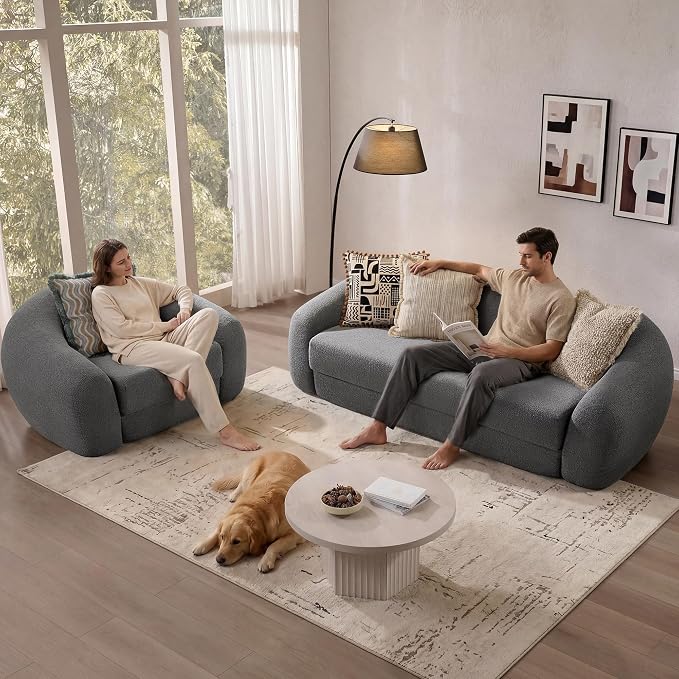 SICOTAS 90.6" Curved Convertible Sofa Couch Bed - Image 6