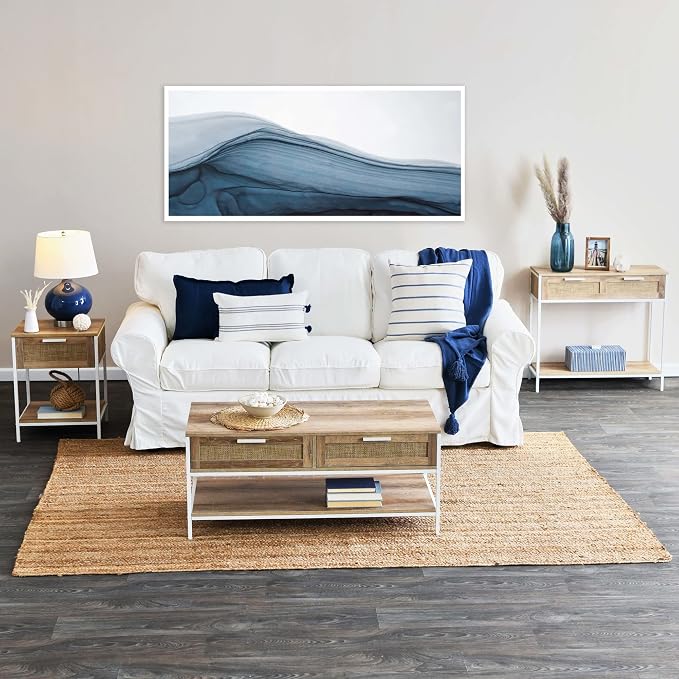 Household Essentials Coastal Oak Woven Front Coffee Table - Image 2